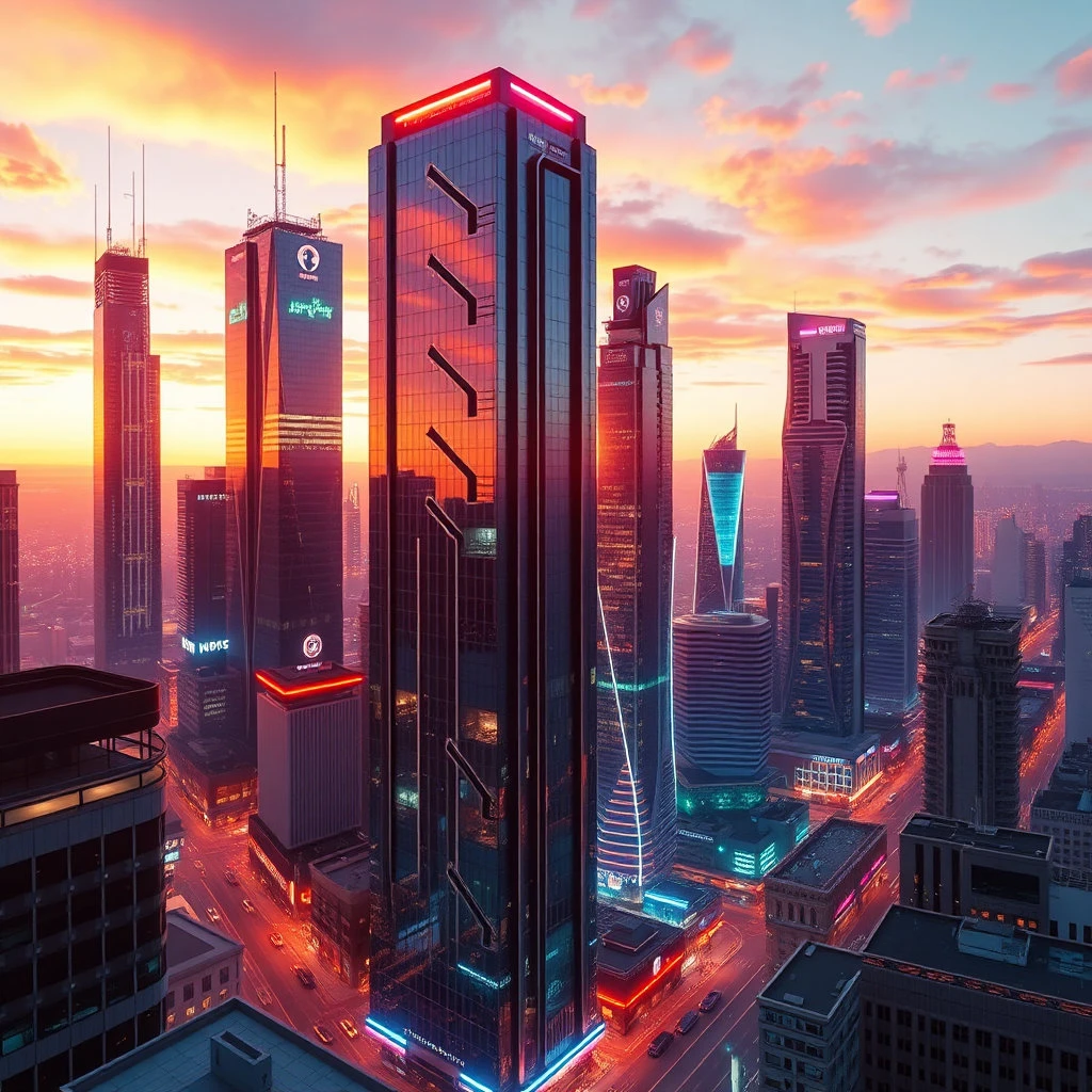 Cyberpunk Skyline City Jigsaw Puzzle for Children