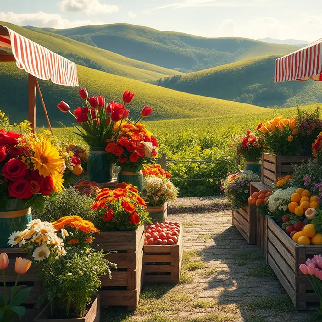 Flower Market Hillside Jigsaw Puzzle