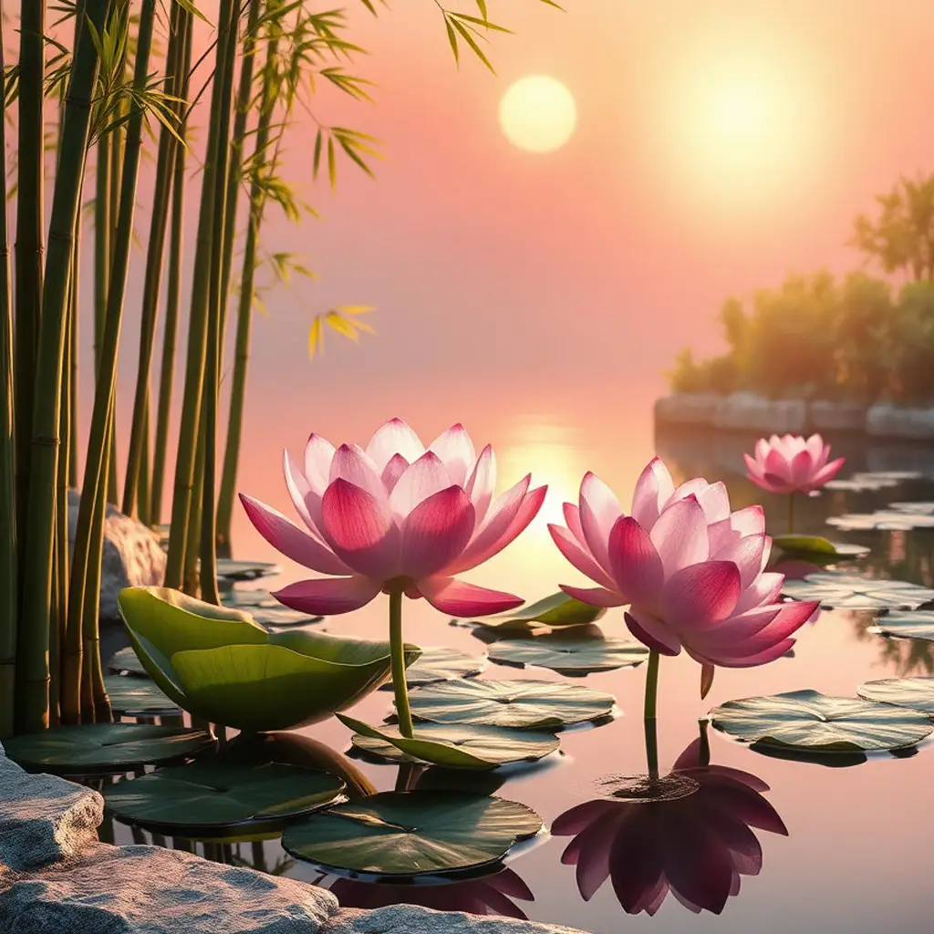 Water Lily Sunset Jigsaw Puzzle