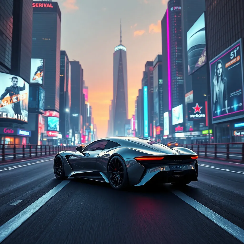 Futuristic Sports Car City Jigsaw Puzzle
