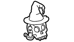 Spooky Skull Wizard Coloring